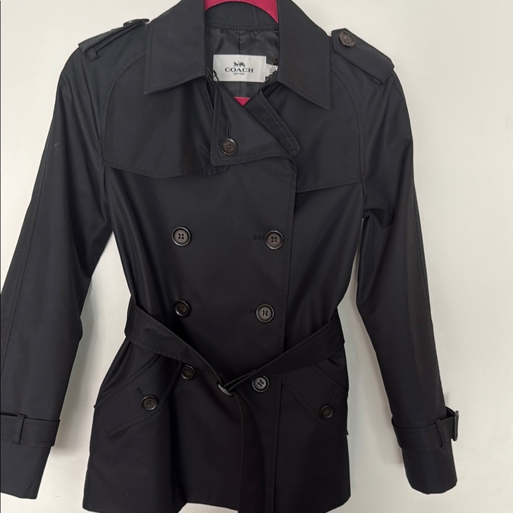 NWOT Coach Black Double-Breasted Women's Trench Coat